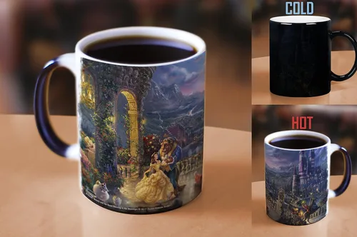 Miniatura 2 de Morphing tazas Thomas Kinkade Disney Bella y la Bestia Pintura Heat Reveal Taza de café – 11 Oz de cerámica