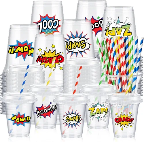 Miniatura 13 de Qinyoung Juego de 60 vasos de plástico pirata a granel de 14 onzas con temática del tesoro pirata, suministros de recuerdo para fiesta, café helado