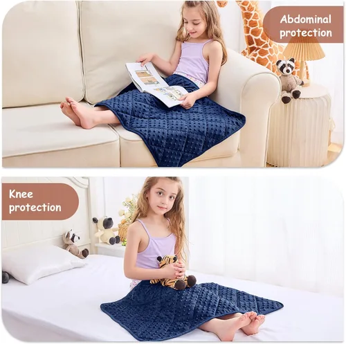 Miniatura 5 de yescool Manta de regazo con peso de 2 libras, manta de regazo pequeña, manta de regazo con peso, manta de regazo con calefacción de enfriamiento