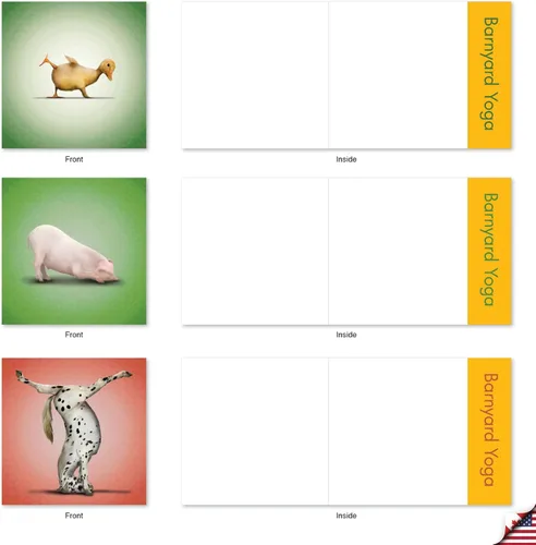 Miniatura 4 de The Best Card Company - 10 tarjetas de notas de yoga en blanco (4 x 5.12 pulgadas) - Tarjetas de notas en caja con sobres, tarjetas de animales