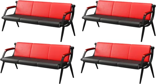 Miniatura 10 de wonline Banco de sala de espera, sillas de recepción de muebles de oficina con brazos, sillas de cuero adecuadas para clínica, aeropuerto, hospital
