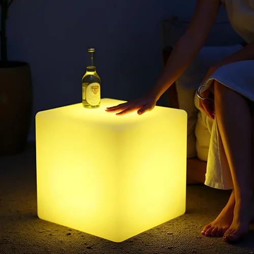 Cubo de luz LED de 16 pulgadas, mesa de luz recargable con control remoto, 16 colores regulables, silla de lámpara de brillo regulable de 16