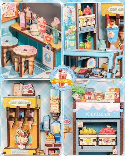 Miniatura 3 de CUTEBEE Kit de Rincón del Libro, Kits de Casa en Miniatura DIY para Adultos y Adolescentes, Casa de Muñecas Rincón del Libro, Estantería