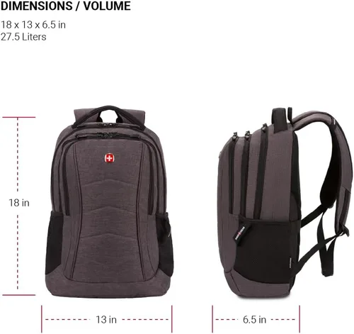 Miniatura 5 de SwissGear 5668 Mochila para portátil, gris oscuro jaspeado, 18.25 pulgadas