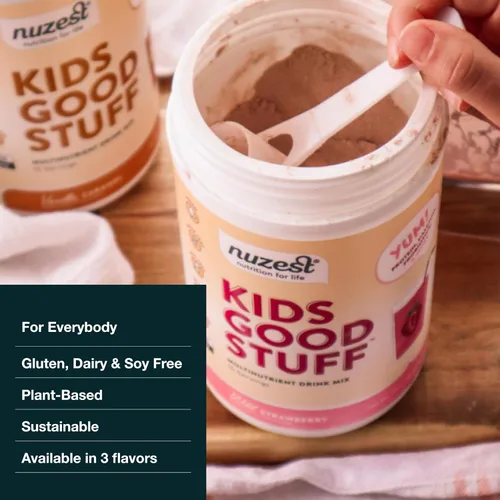 Miniatura 8 de Nuzest - Kids Good Stuff - Mezcla de batido vegano - Fresa silvestre - Suplemento nutricional multivitamínico Batido de proteínas - Sin lácteos