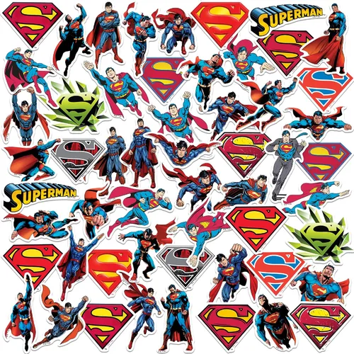 Miniatura 7 de Superman Character Poses - Paquete variado de 100 calcomanías de vinilo troqueladas, calcomanías de acción de superhéroes DC para laptop, botella
