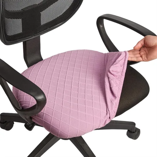 Miniatura 22 de Melaluxe Funda para silla de oficina de jacquard elástico, extraíble y lavable, funda de asiento giratoria para silla de escritorio, color negro