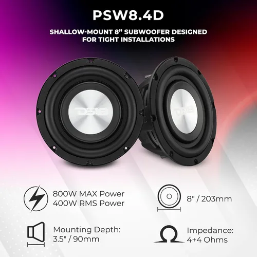 Miniatura 2 de DS18 PSW10.2D Subwoofer de montaje superficial (8" Dual 4 Ohm)