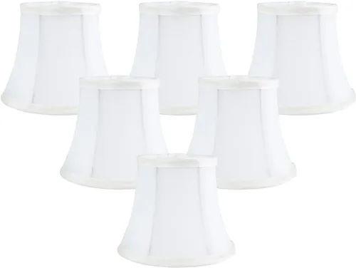 Miniatura 14 de Juego de 2 pantallas de lámpara de araña de seda sintética negra – forma de campana de respaldo suave, ajuste de clip para bombillas de candelabro