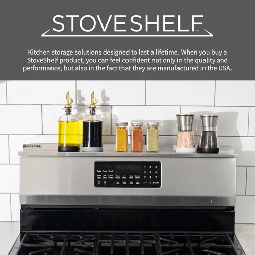 Miniatura 7 de StoveShelf Estante magnético de 24 pulgadas de longitud de apartamento con acabado de acero inoxidable para estufa de cocina, solución