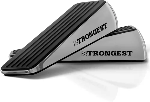 Miniatura 17 de STRONGEST HOME Topes de puerta ajustables XL con resorte, cuña resistente de 3 pulgadas para entradas gruesas y de gran tamaño, agarre de goma Negro