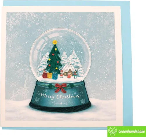 Miniatura 5 de Globo de nieve de Navidad, tarjeta de Navidad con filigrana - Arte único dedicado hecho a mano, tarjeta de felicitación de diseño para toda ocasión