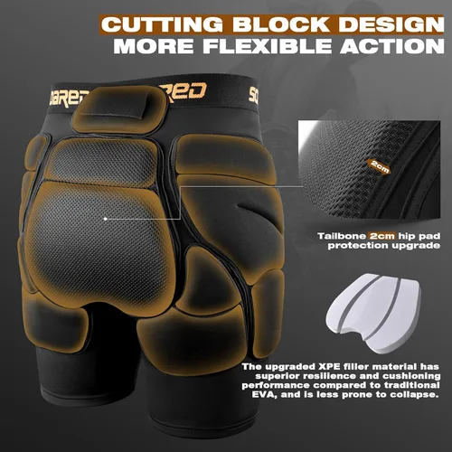 Miniatura 2 de Soared - Shorts acolchados con protección 3D para cadera y glúteos de XPE para esquí, patinaje sobre hielo, snowboard, skateboard para hombres