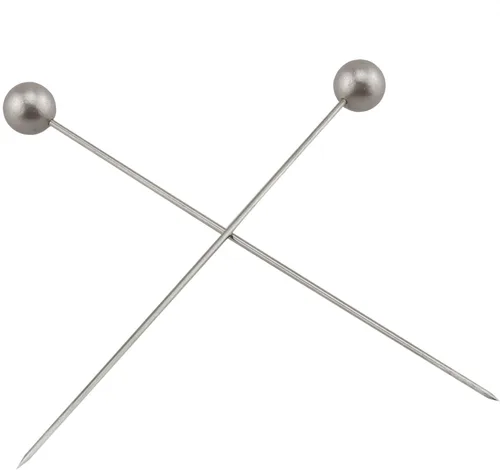 Miniatura 3 de HJ Garden 1 caja de 100 piezas de agujas de 0.236 x 2.394 pulgadas, alfileres de cabeza de perla, alfileres rectos para coser manualidades, Gris