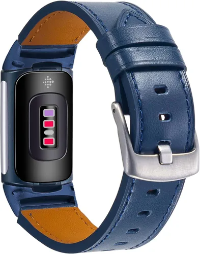 Miniatura 8 de Leather Bands Compatible with Fitbit Charge 5,Replacement Genuine Leather Straps for Women Men,Soft Leather Adjustable Watch Band Replacement