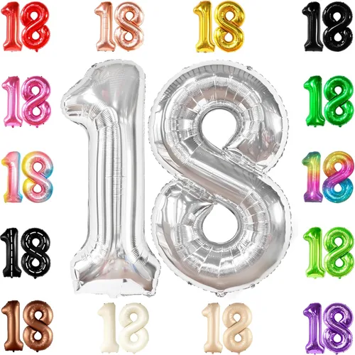Miniatura 15 de KatchOn, Globo negro del número 18, gigante, 40 pulgadas, globo 18 para decoraciones de cumpleaños de 18 años para niños y niñas, decoraciones
