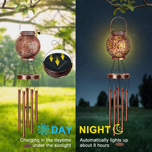 Miniatura 5 de YHmall Campanillas de viento solares para exteriores, regalos de sol de 38 pulgadas para mamá, campanillas de viento conmemorativas para mujeres