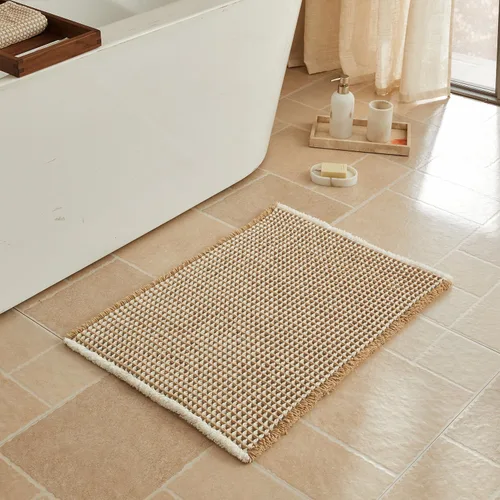 Miniatura 33 de Triohero Tapete de baño con diseño de gofre, tapete de baño pequeño y bohemio, antideslizante, lavable, ultra suave, súper absorbente, de secado