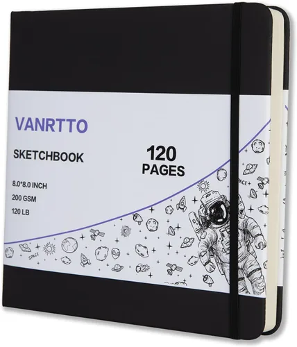Cuaderno de bocetos de tapa dura cuadrado, papel de dibujo grueso de 120lb/200GSM para marcador, lápiz acuarela, medios mixtos, cuaderno de dibujo