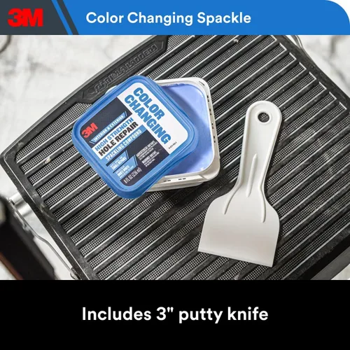 Miniatura 2 de 3M Compuesto de resanado de alta resistencia 12 oz. y espátula para masilla, cambio de color, se aplica azul, se seca blanco, ideal