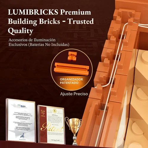Miniatura 5 de LUMIBRICKS Redbrick Row House Lighting - Juego de ladrillos de construcción – Kit de exhibición de colección de modelos de construcción modular