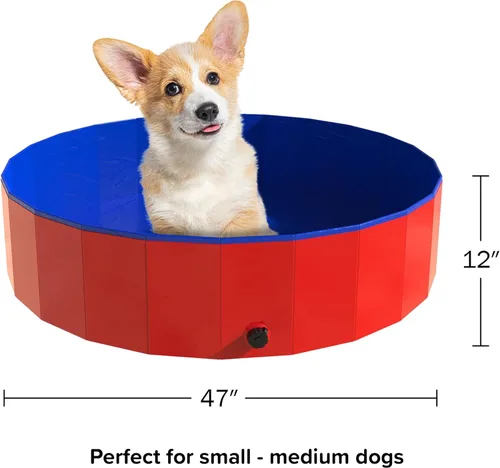 Miniatura 6 de PETMAKER - Piscina portátil para perros grandes, bañera plegable de plástico con drenaje y bolsa de transporte para mascotas y juegos en el patio
