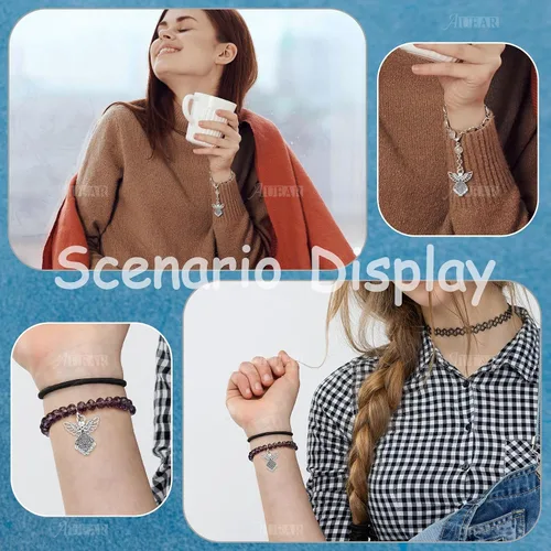 Miniatura 8 de AUEAR, Colgantes de plata antigua con dijes de ángel para hacer joyas de bricolaje, collar y pulsera