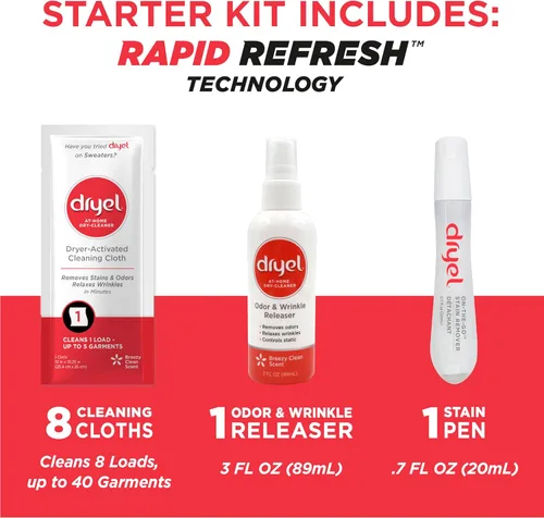 Miniatura 2 de Kit de inicio de limpieza en seco en casa Dryel con spray antiarrugas, nuevo y mejorado, cuidado delicado de la ropa para telas especiales y ropa