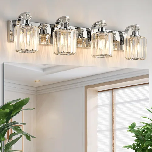 Miniatura 11 de Lámparas de baño negras con pantalla de cristal K9, iluminación de baño sobre espejo, luces de tocador para sala de estar, dormitorio, baño