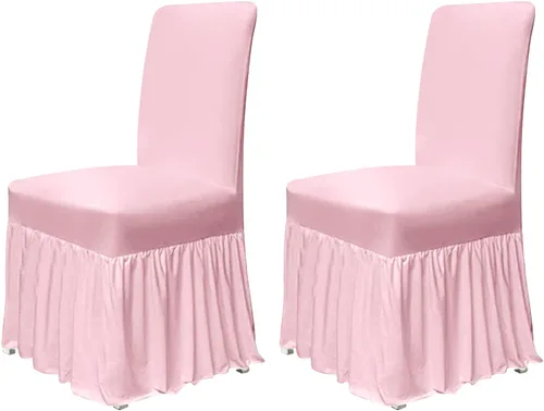 Miniatura 20 de molasofa Juego de 6 fundas para sillas de comedor, fundas elásticas para sillas con falda para cocina, protectores de asiento de cocina, decoración