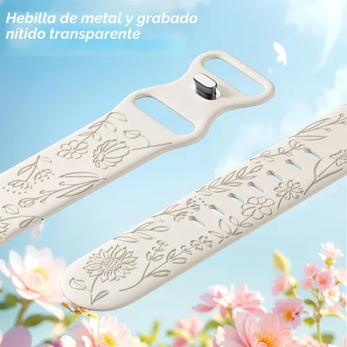 Miniatura 3 de SNBLK Paquete de 6 correas florales grabadas compatibles con Apple Watch de 40mm 41mm 42mm 38mm 44mm 45mm 46mm 49mm, mujeres y hombres, correa