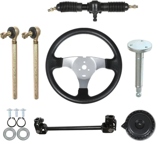 Miniatura 6 de munirater Kit de acero para volante de 11.811 in, piñón de engranaje de 12.598 in, eje ajustable, repuesto para Go Kart de 110 CC