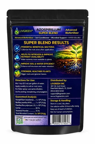 Miniatura 2 de Azospirillum Super Blend, totalmente natural, bio fertilizante, aumenta el crecimiento de las plantas y la masa de raíces, perfecta para nuevas