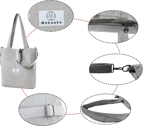 Miniatura 5 de Makukke Corduroy Totes Bag Women - Shoulder Hobo Bag Handbags Crossbody Bag Big Capacity Shopping Purses