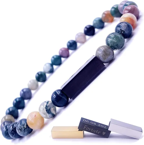 Miniatura 18 de Pulseras de cuentas personalizadas, Pulsera de piedras preciosas de 0.236 in, Pulsera grabada con láser, Pulsera de piedra natural, Pulseras unisex