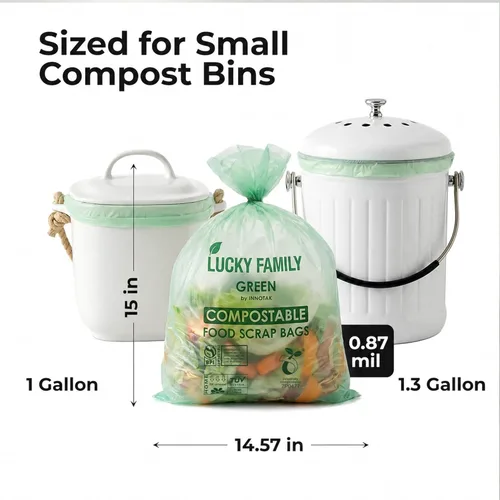 Miniatura 2 de Bolsas de basura compostables para contenedores de compost de cocina, bolsas de compost pequeñas de 1.3 galones para contenedor de encimera, bolsas