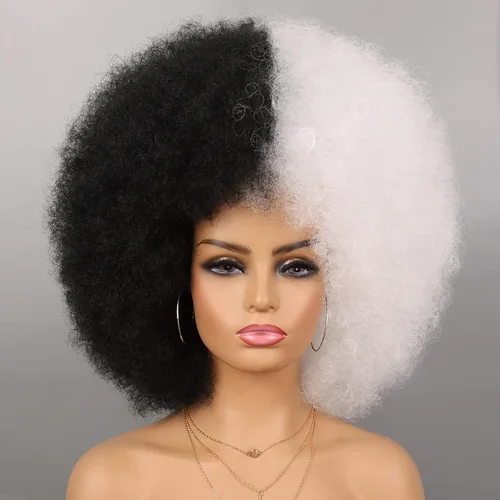 Miniatura 13 de G&T Wig Pelucas rizadas afro de los años 70 para mujeres negras, sin pegamento y suaves pelucas afro negras grandes, con volumen y suaves de aspecto