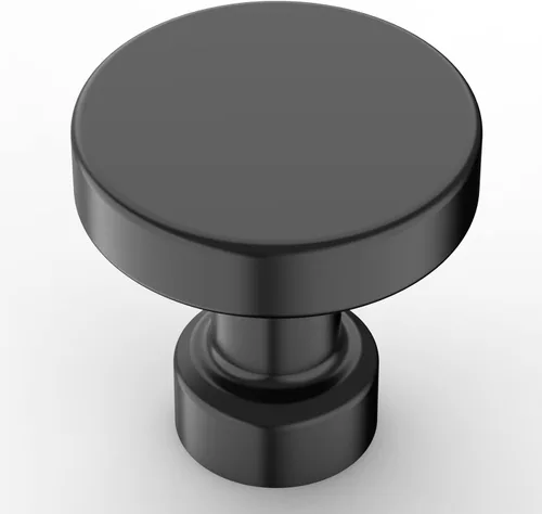 Miniatura 13 de Amerdeco - Paquete de 10 pomos de cocina de latón cepillado para armarios con un solo orificio, tiradores redondos dorados para cajones, pomos