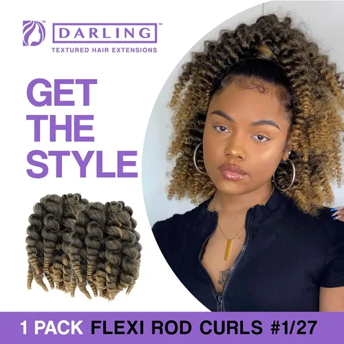 Miniatura 3 de Darling Flexi Rod Curls - 2 extensiones de cabello de ganchillo (1 paquete de 2 por paquete), textura natural y suave, rizo de varita esponjosa, 14