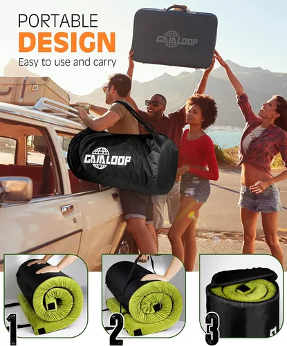 Miniatura 2 de Colchón de camping de espuma viscoelástica GAIALOOP extra grueso de 4 pulgadas, colchón de suelo enrollable para dormir en campamento, colchoneta