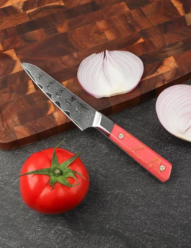 Miniatura 5 de Cuchillo de Utilidad de Cocina de 5 Pulgadas, Cuchillo de Chef Profesional de Cocina, Acero en Polvo de Damasco Ultra Afilado con Mango de Resina