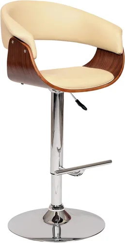 Miniatura 10 de Armen Living Taburete giratorio Naples en piel sintética negra, madera de nogal y acabado cromado Acabado cromado/negro