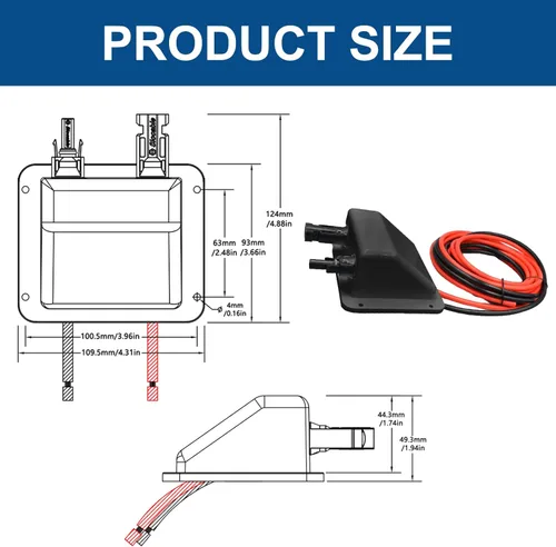 Miniatura 4 de Glándula de entrada de cable solar Trisinger, cable de extensión solar suave negro de 10Ft 10AWG y conector, carcasa de entrada de cable doble 10