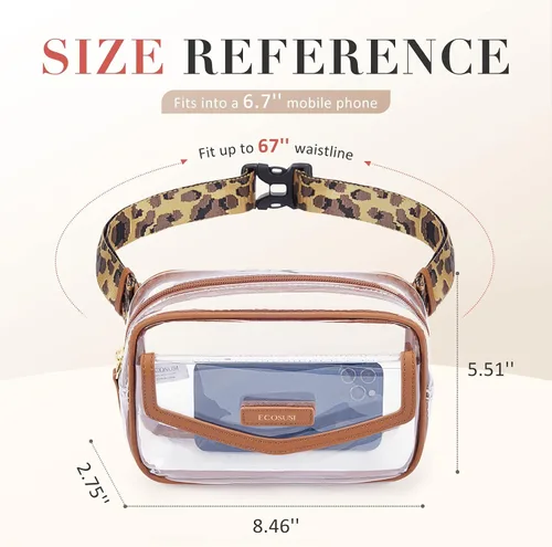 Miniatura 3 de ECOSUSI Riñonera transparente aprobada para estadios, bolsa transparente para conciertos, pequeña bolsa de plástico PVC transparente, bolsa