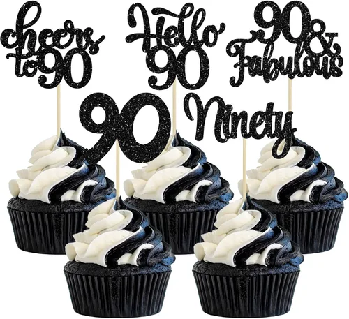 Miniatura 52 de 30 piezas Adornos para pastel de cumpleaños de 6 años, seis brillos, hola 6, púas para cupcakes, felicitaciones a los 6 años, decoraciones