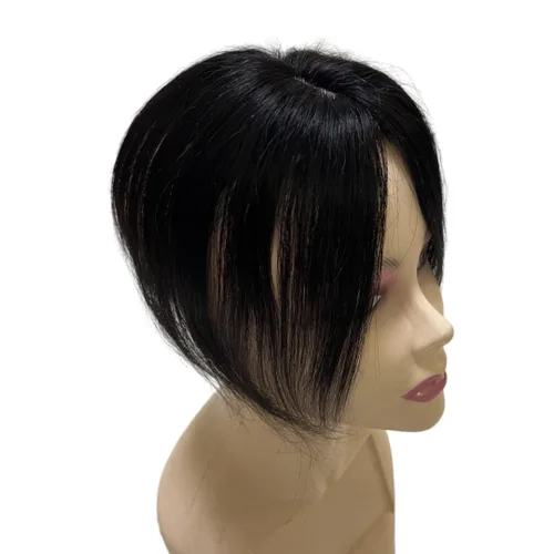 Miniatura 3 de Anemone Peluca de cabello humano con clip para mujer, 10 pulgadas, parte media, recto, extensiones de volumen para pérdida de cabello suave (negro)