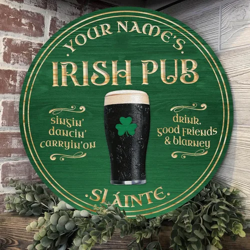 Miniatura 6 de ARTSY WOODSY Letrero de madera de pub irlandés personalizado (no tallado real), decoración del día de San Patricio, accesorios de placa de arte