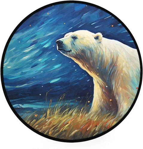 Vnurnrn Alfombra redonda con diseño de oso de pintura, 3 pies, para interiores, alfombra circular para sala de estar, puerta, entrada, dormitorio,