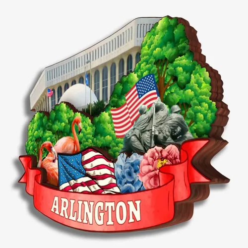 Miniatura 3 de Arlington - Imán de madera para nevera, colección de madera en 3D, hecho a mano, recuerdos de ciudad, decoración del hogar, regalo -312