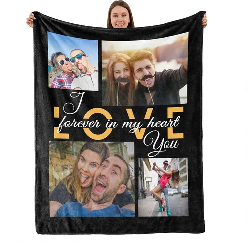 Miniatura 29 de TURMTF Manta personalizada con foto para mamá de hija e hijo, regalos de boda personalizados para ella, él, pareja, esposa, marido, novia, novio
